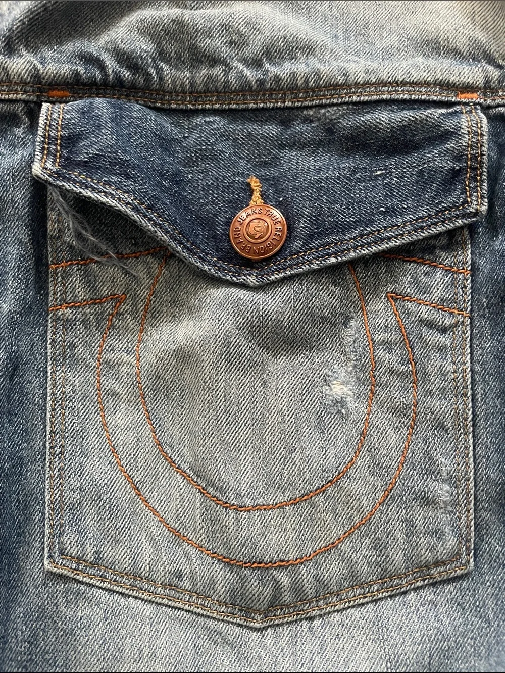 True Religion Medium Wash Denim Trucker Jacket Men’s Sz XXXL